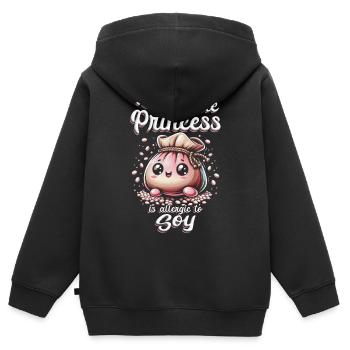 Allergie au soja - Sweat Premium à capuche zippé enfant bio - noir - Dos - AI Model Kid Male (0cm)