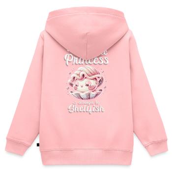 Allergie aux fruits de mer - Sweat Premium à capuche zippé enfant bio - rose - Dos - AI Model Kid Female (0cm)