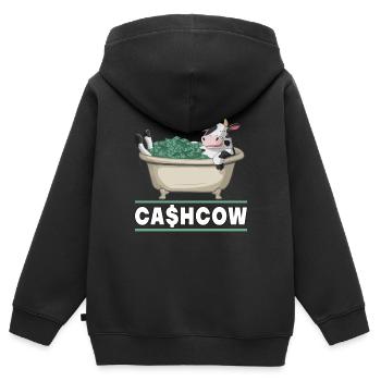 Cash Cow für einen Investor Anleger Sparer - Kinder Premium Organic Zip Hoodie - Schwarz - Hinten - AI Model Kid Male (0cm)