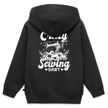 C’est ma chemise de couture folle Couture drôle de couture - Sweat Premium à capuche zippé enfant bio - noir - Dos - AI Model Kid Male (0cm)