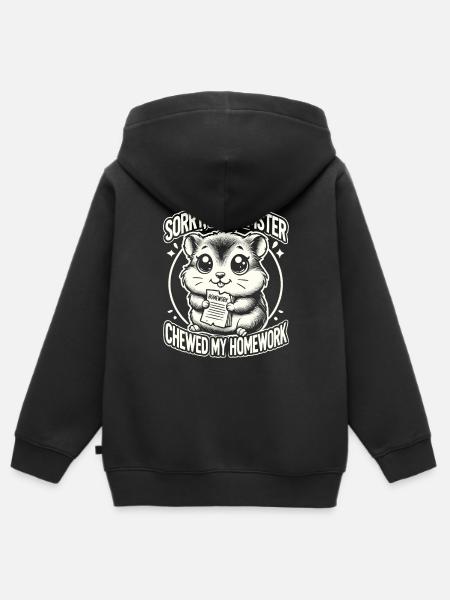 Hamster, Devoirs, Drôle Hamster - Sweat Premium à capuche zippé enfant bio - noir