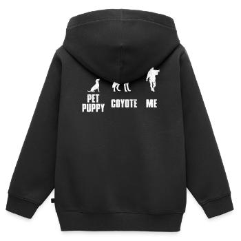 Kojotenjagd Jäger Haustier Welpe Kojote Ich - Kinder Premium Organic Zip Hoodie - Schwarz - Hinten - AI Model Kid Male (0cm)