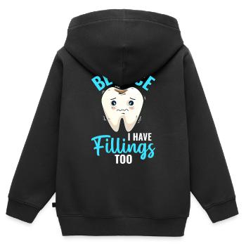 Dentallabortechniker Zahnarzt Seien Sie nett Ich h - Kinder Premium Organic Zip Hoodie - Schwarz - Hinten - AI Model Kid Male (0cm)