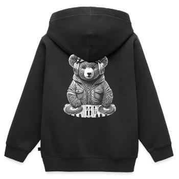 Stylish teddy bear – your shirt for festivals - Kids Premium Organic Zip-up Hoodie - black - Back - AI Model Kid Male (0cm)