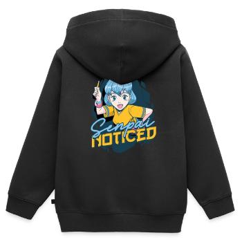 Anime Senpai remarqué - Sweat Premium à capuche zippé enfant bio - noir - Dos - AI Model Kid Male (0cm)