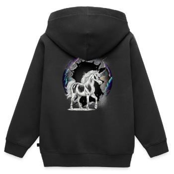 Einhorn Einhörner Fabelwesen Fabeltiere Kind - Kinder Premium Organic Zip Hoodie - Schwarz - Hinten - AI Model Kid Male (0cm)
