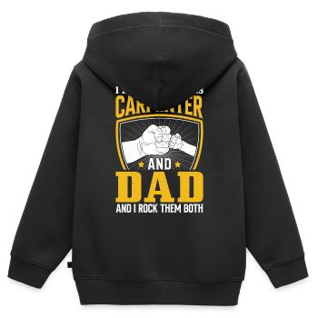 Carpenter Dad Rock Both Carpentry Woodworker - Kids Premium Organic Zip-up Hoodie - black - Back - AI Model Kid Male (0cm)