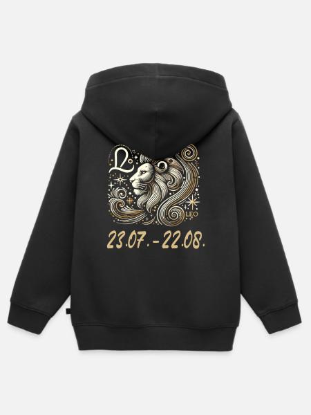 Himmlischer Löwe Sternzeichen - Kinder Premium Organic Zip Hoodie - Schwarz