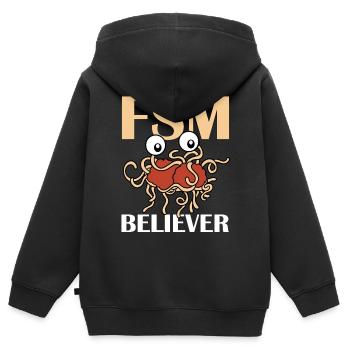 Fliegendes Spaghettimonster FSM - Kinder Premium Organic Zip Hoodie - Schwarz - Hinten - AI Model Kid Male (0cm)