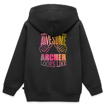 Bogenschießen Bogenschießen Bogenschießen - Kinder Premium Organic Zip Hoodie - Schwarz - Hinten - AI Model Kid Male (0cm)