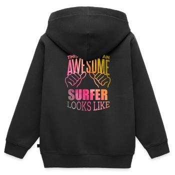 Surf Surf Surf Surf - Sweat Premium à capuche zippé enfant bio - noir - Dos - AI Model Kid Male (0cm)