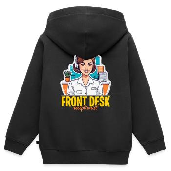 Receptionist Front Desk Receptionist Office Worker - Kids Premium Organic Zip-up Hoodie - black - Back - AI Model Kid Male (0cm)