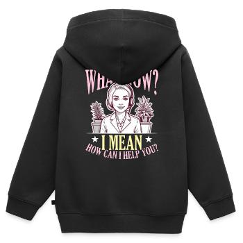 Réceptionniste Qu’est-ce que je veux dire Réceptionniste de bureau - Sweat Premium à capuche zippé enfant bio - noir - Dos - AI Model Kid Male (0cm)