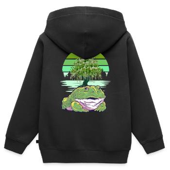 Grenouille Grenouilles Crapauds Crapauds - Sweat Premium à capuche zippé enfant bio - noir - Dos - AI Model Kid Male (0cm)