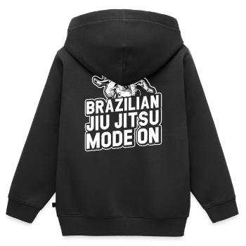 Brazilian Jiu Jitsu Mode On - Funny Brazilian Jiu - Kinder Premium Organic Zip Hoodie - Schwarz - Hinten - AI Model Kid Male (0cm)