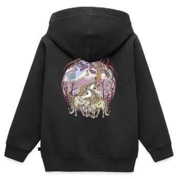 Einhorn Einhörner Fabelwesen Fabeltiere Kind - Kinder Premium Organic Zip Hoodie - Schwarz - Hinten - AI Model Kid Male (0cm)