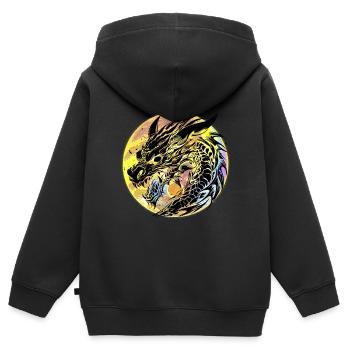 Drachen Drache Fabeltiere Fabelwesen Märchen - Kinder Premium Organic Zip Hoodie - Schwarz - Hinten - AI Model Kid Male (0cm)
