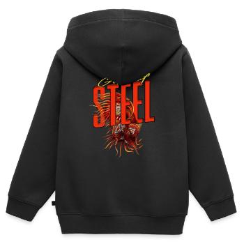Poisson Betta Branchies D’acier - Sweat Premium à capuche zippé enfant bio - noir - Dos - AI Model Kid Male (0cm)