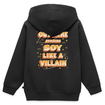 Sojaallergie ici : éviter le soja - Sweat Premium à capuche zippé enfant bio - noir - Dos - AI Model Kid Male (0cm)