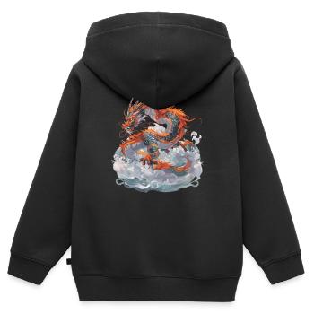 Drache Drachen Fabeltier Märchen - Kinder Premium Organic Zip Hoodie - Schwarz - Hinten - AI Model Kid Male (0cm)