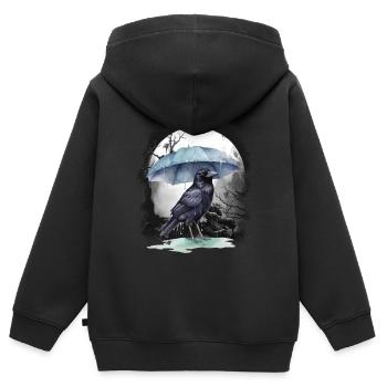 mystique corbeau corbeau corbeau - Sweat Premium à capuche zippé enfant bio - noir - Dos - AI Model Kid Male (0cm)