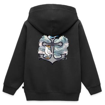 Maritim Möwe Möwen Seefahrer Seemänner - Kinder Premium Organic Zip Hoodie - Schwarz - Hinten - AI Model Kid Male (0cm)