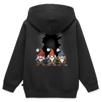 Nains, Nains, Gnomes, , , Contes de fées, Enfant - Sweat Premium à capuche zippé enfant bio - noir - Dos - AI Model Kid Male (0cm)