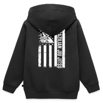 Brazilian Jiu Jitsu US Flag Brazilian Jiu Jitsu - Kinder Premium Organic Zip Hoodie - Schwarz - Hinten - AI Model Kid Male (0cm)