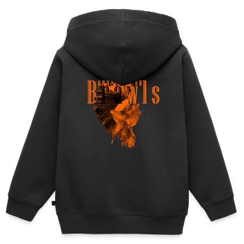 Bulles De Poisson Betta Et Bagarres - Sweat Premium à capuche zippé enfant bio - noir - Dos - AI Model Kid Male (0cm)