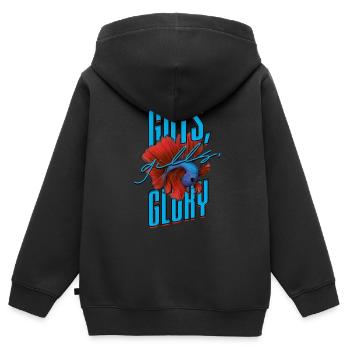 Poisson Betta Betta Guts Gills Glory - Sweat Premium à capuche zippé enfant bio - noir - Dos - AI Model Kid Male (0cm)