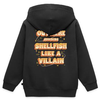 Allergie aux fruits de mer ici : éviter les crustacés - Sweat Premium à capuche zippé enfant bio - noir - Dos - AI Model Kid Male (0cm)