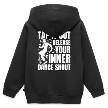 Tap It Out Release Your Inner Dance Shout - Kinder Premium Organic Zip Hoodie - Schwarz - Hinten - AI Model Kid Male (0cm)