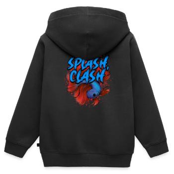Betta Fish Siamese Betta Fish Splash Clash - Kids Premium Organic Zip-up Hoodie - black - Back - AI Model Kid Male (0cm)