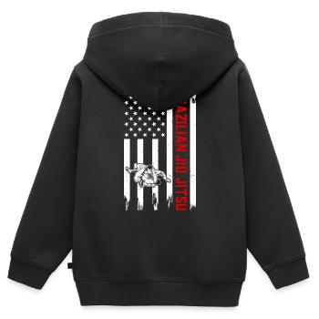 Brazilian Jiu Jitsu US Flag Brazilian Jiu Jitsu Ma - Kinder Premium Organic Zip Hoodie - Schwarz - Hinten - AI Model Kid Male (0cm)