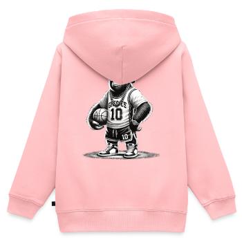 Gorille cool avec basket-ball et bling - Sweat Premium à capuche zippé enfant bio - rose - Dos - AI Model Kid Female (0cm)