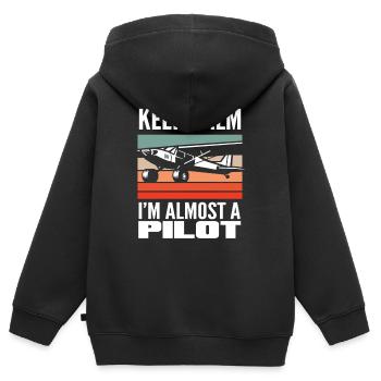 Pilot Ausbildung Spruch Flugschule - Kinder Premium Organic Zip Hoodie - Schwarz - Hinten - AI Model Kid Male (0cm)