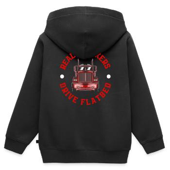 Chauffeur de camion disant idée cadeau - Sweat Premium à capuche zippé enfant bio - noir - Dos - AI Model Kid Male (0cm)