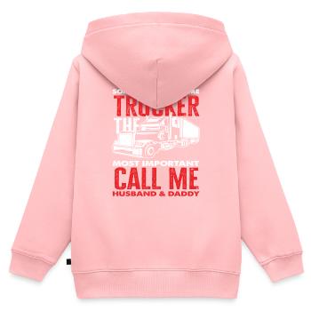 Chauffeur de camion Maman Maman - Sweat Premium à capuche zippé enfant bio - rose - Dos - AI Model Kid Female (0cm)