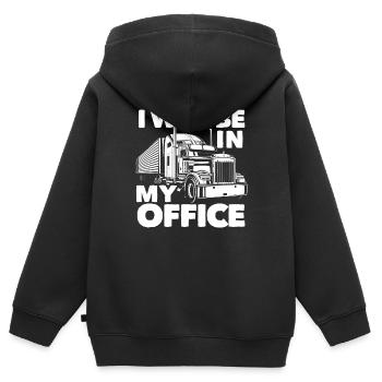 Bureau du chauffeur de camion disant - Sweat Premium à capuche zippé enfant bio - noir - Dos - AI Model Kid Male (0cm)