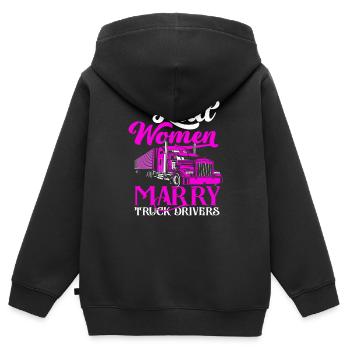 chauffeur de camion femme cadeau amour - Sweat Premium à capuche zippé enfant bio - noir - Dos - AI Model Kid Male (0cm)