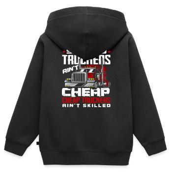 Chauffeur de camion Logisitk Dire Idée Cadeau - Sweat Premium à capuche zippé enfant bio - noir - Dos - AI Model Kid Male (0cm)