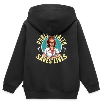 Health Educator Public Health Saves Lives Educator - Kinder Premium Organic Zip Hoodie - Schwarz - Hinten - AI Model Kid Male (0cm)