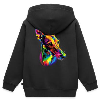Windhund Hunde Bunte Farben Pop Art Hund Greyhound - Kinder Premium Organic Zip Hoodie - Schwarz - Hinten - AI Model Kid Male (0cm)