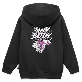 Betta Poisson Betta Petit Corps Énorme Attitude - Sweat Premium à capuche zippé enfant bio - noir - Dos - AI Model Kid Male (0cm)