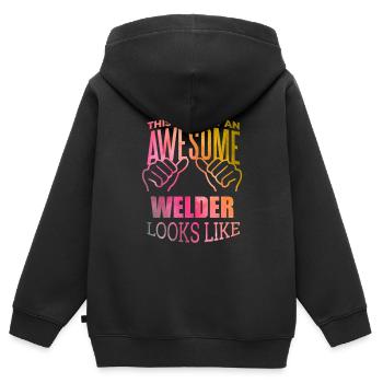 Schweißer Schweißer Schweißer Schweißer - Kinder Premium Organic Zip Hoodie - Schwarz - Hinten - AI Model Kid Male (0cm)