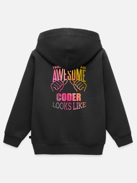 Coding Coding Coding - Kids Premium Organic Zip-up Hoodie - black