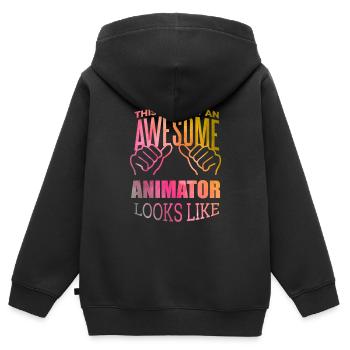 Animation Animation Animation - Sweat Premium à capuche zippé enfant bio - noir - Dos - AI Model Kid Male (0cm)