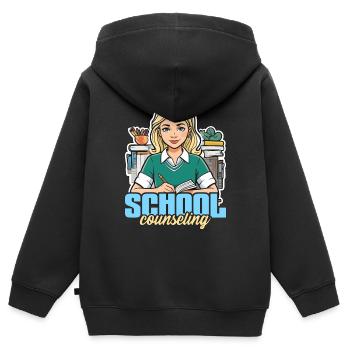 Conseiller scolaire Psychologue conseiller scolaire - Sweat Premium à capuche zippé enfant bio - noir - Dos - AI Model Kid Male (0cm)