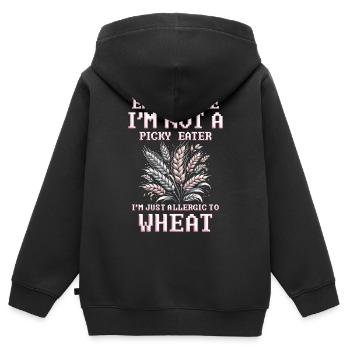 Allergie au blé Je suis juste allergique au blé - Sweat Premium à capuche zippé enfant bio - noir - Dos - AI Model Kid Male (0cm)