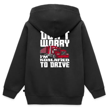 Idée cadeau d’examen de chauffeur de camion - Sweat Premium à capuche zippé enfant bio - noir - Dos - AI Model Kid Male (0cm)